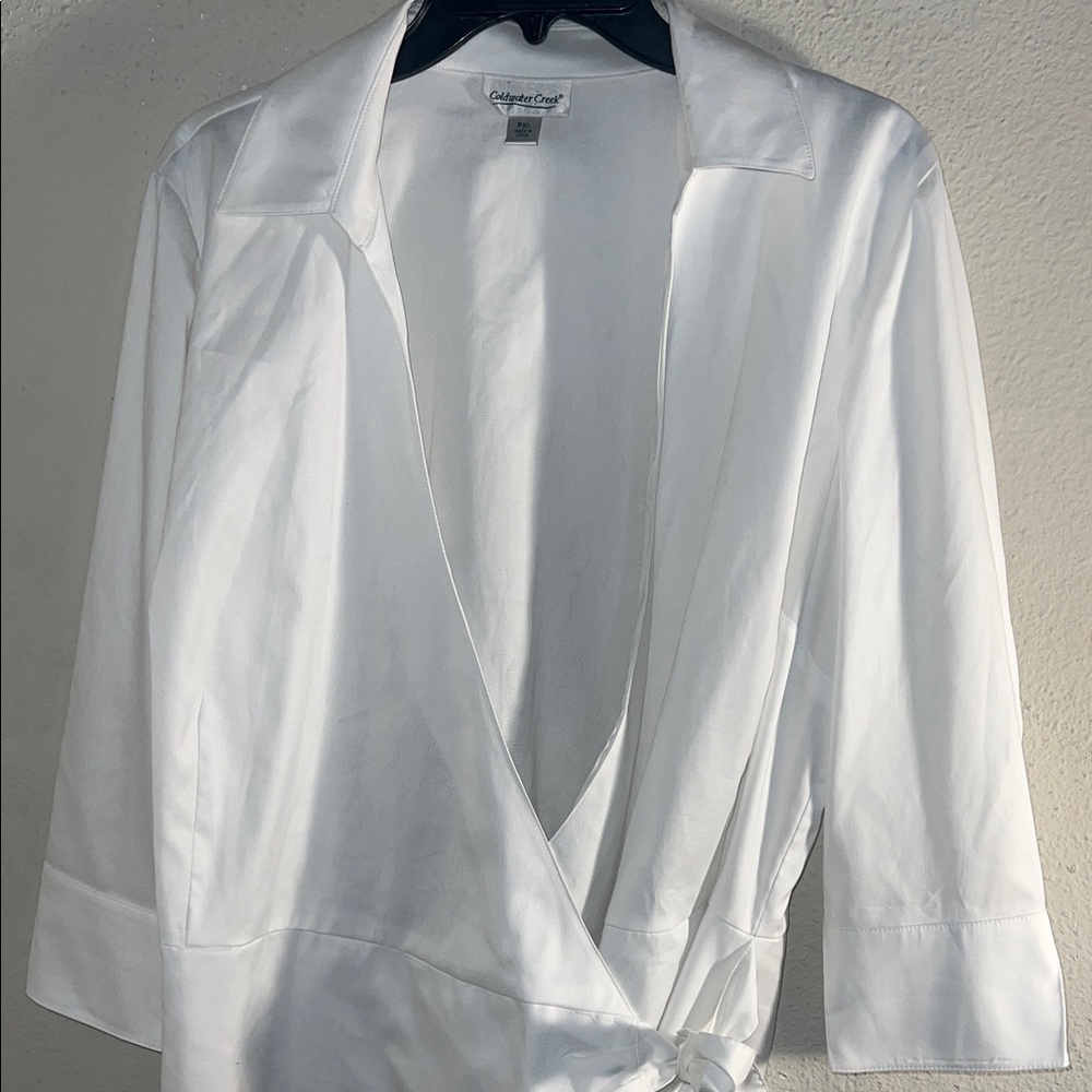 Coldwater Creek White Wrap Blouse